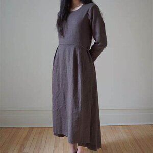 Ovate Heloise Brown Linen Maxi Dress